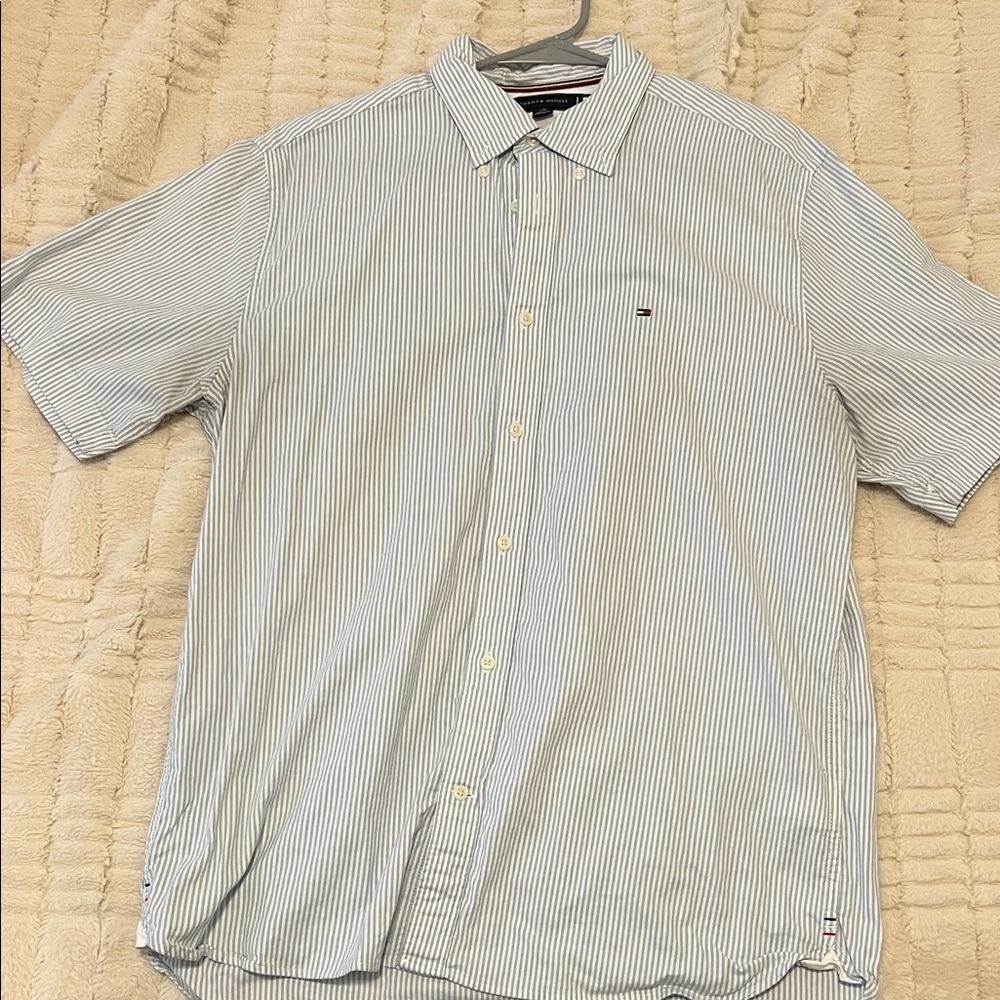 Tommy Hilfiger Men's Light Blue Pinstripe Shirt